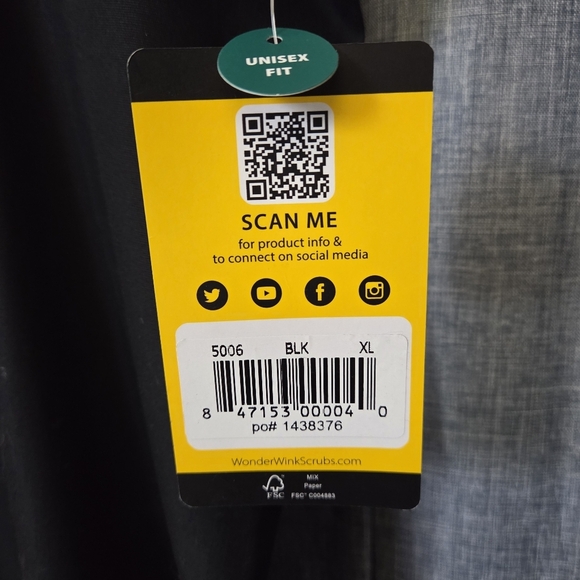 NWT WonderWink Scrub Pants Unisex XL Drawstring 5006 Black Uncinched Size 48X31 - Picture 7 of 8